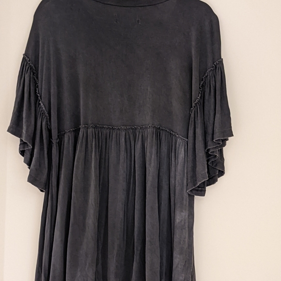 Urban Outfitters Distressed Gray Tunic Mini Dress Size Small Flutter Sleeves - Picture 2 of 3